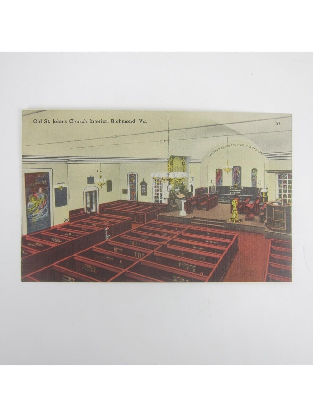 Vintage Postcard Richmond Virginia Old St. John's Church Interior UNPOSTED